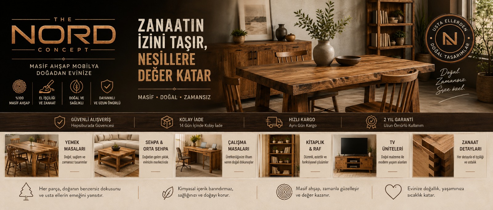 The Nord Concept masif ahşap yemek odası